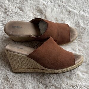 Vintage Jute Espadrille Wedge Sandals brown suede Sonoma festival cottagecore 9